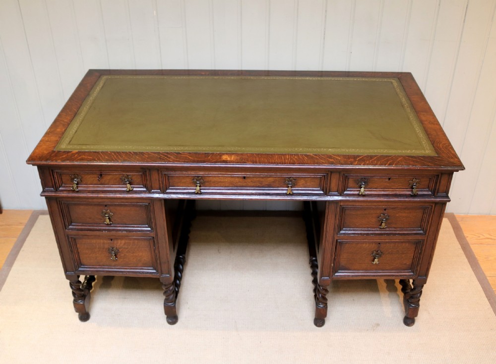Large Oak Pedestal Desk View II