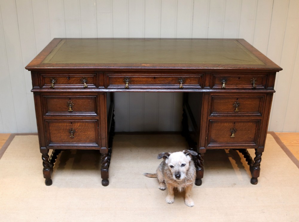 Large Oak Pedestal Desk View III