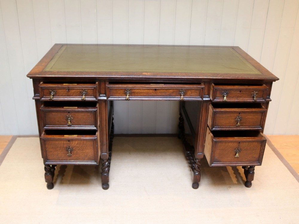 Large Oak Pedestal Desk View IV