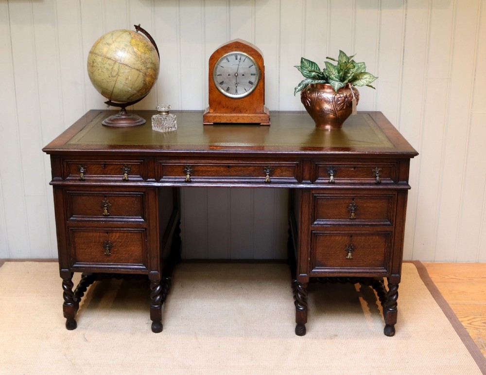 Large Oak Pedestal Desk View V