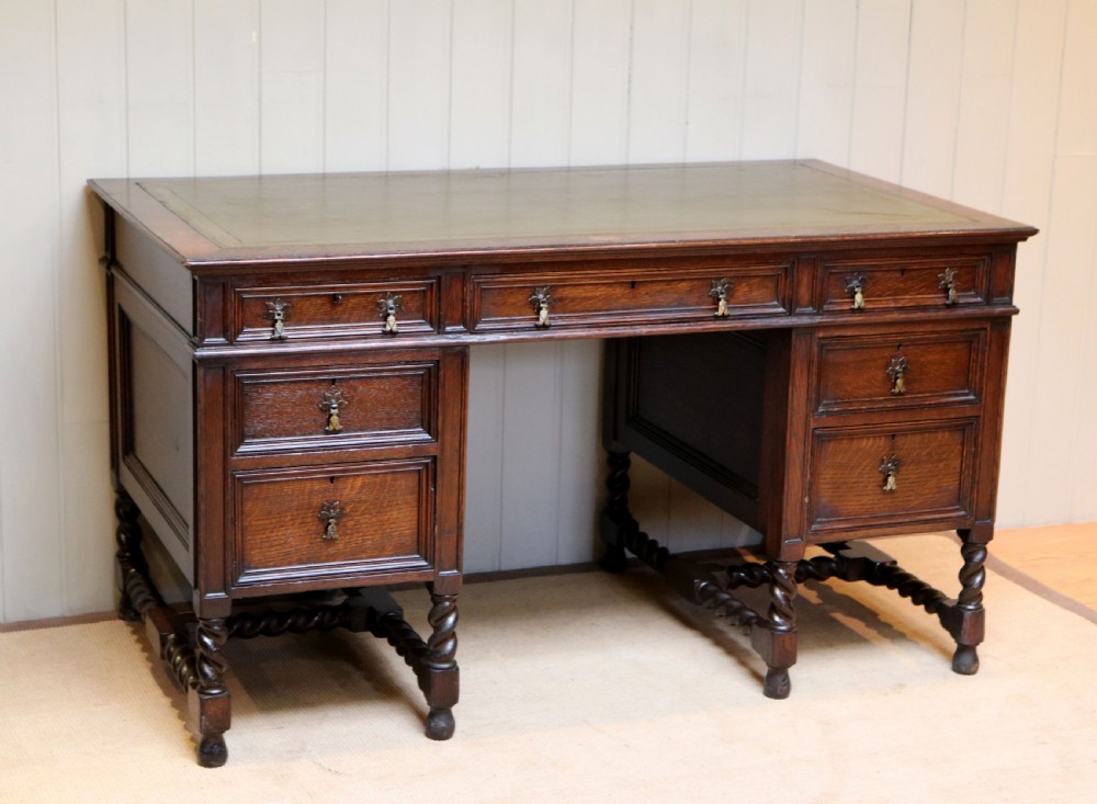 Large Oak Pedestal Desk View VI