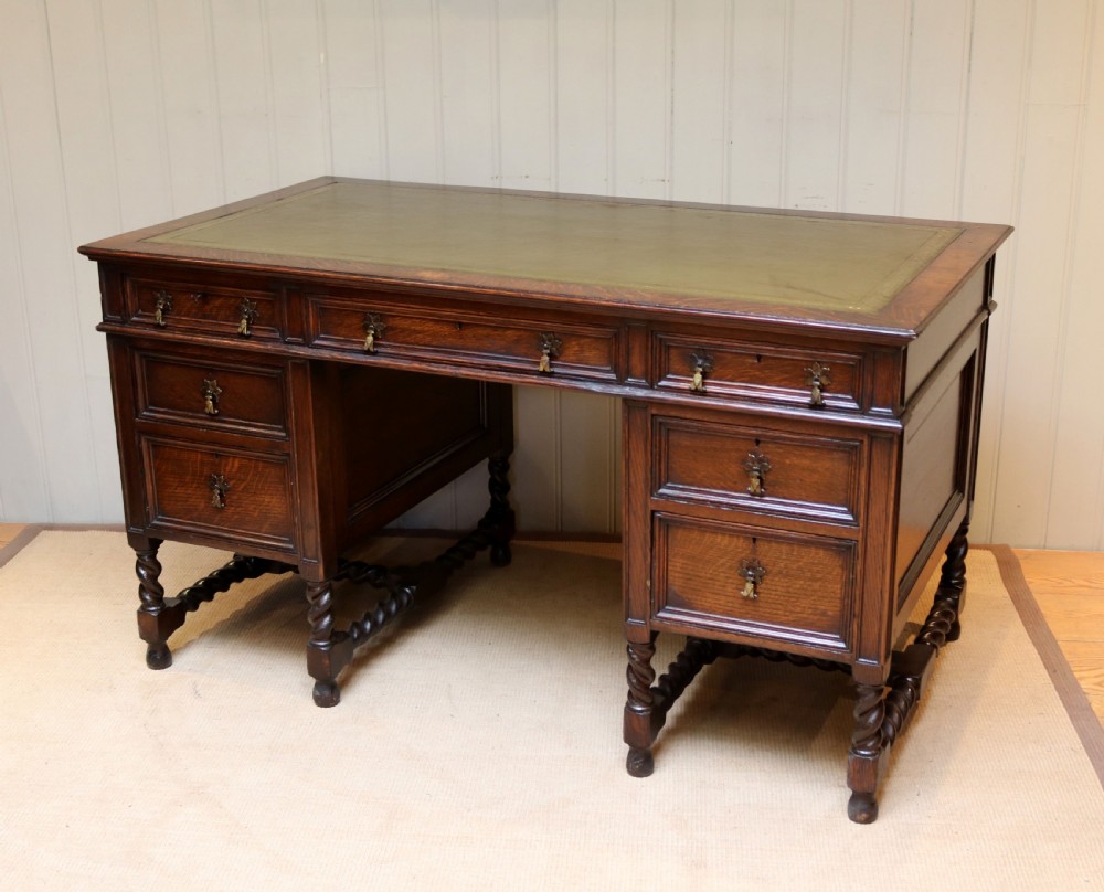 Large Oak Pedestal Desk View VII