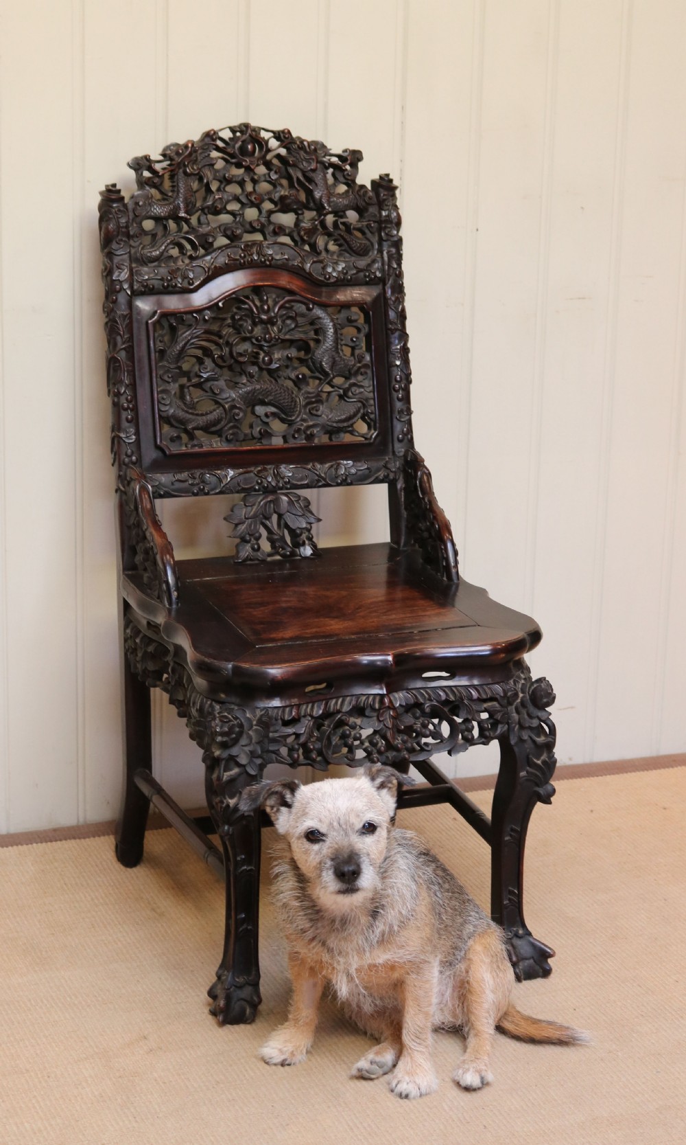 Intricately Carved Chinese Hardwood Chair View VII