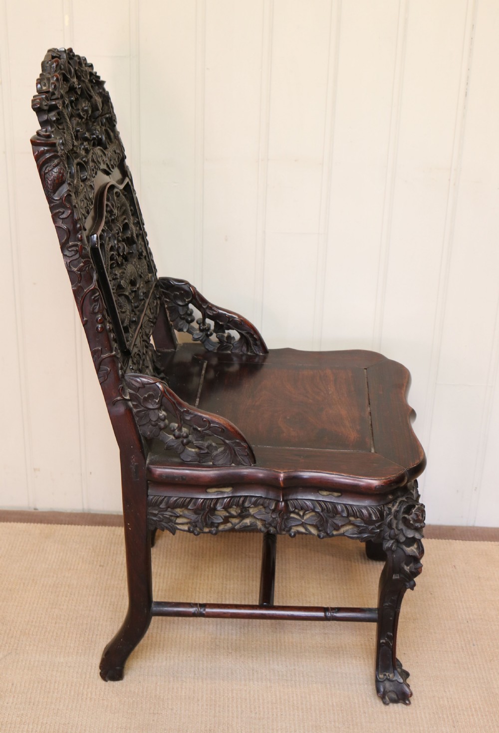 Intricately Carved Chinese Hardwood Chair View VIII