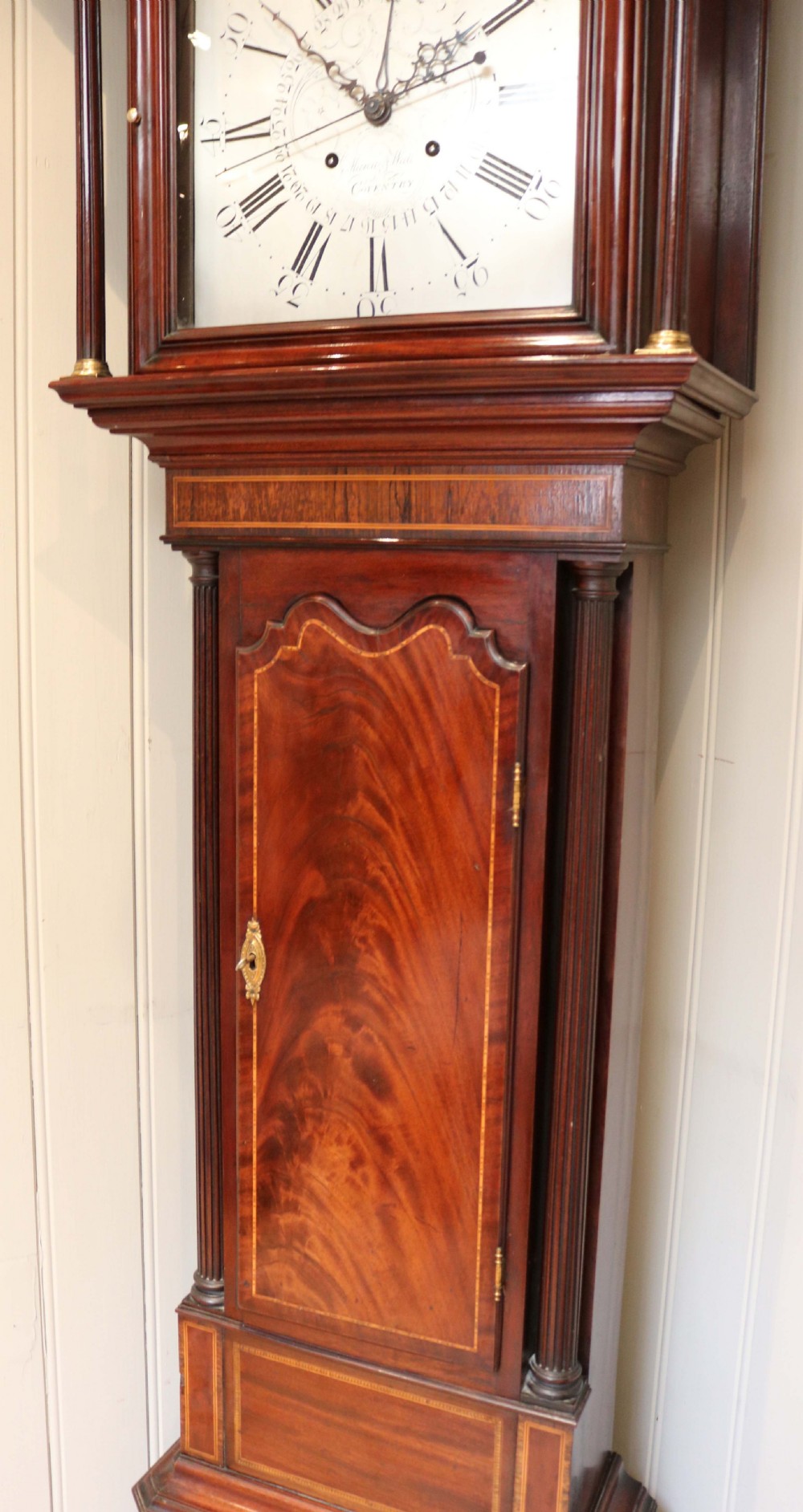 Mahogany and Inlay Centre Seconds Longcase Clock (England, c. 1790 to c. 1800) View IV