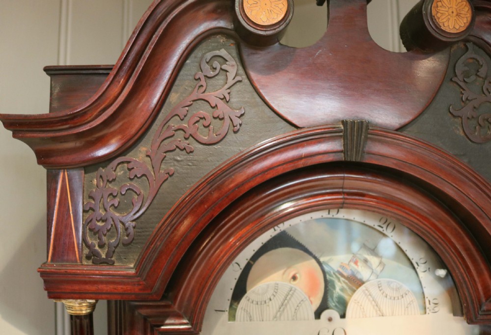 Mahogany and Inlay Centre Seconds Longcase Clock (England, c. 1790 to c. 1800) View VII
