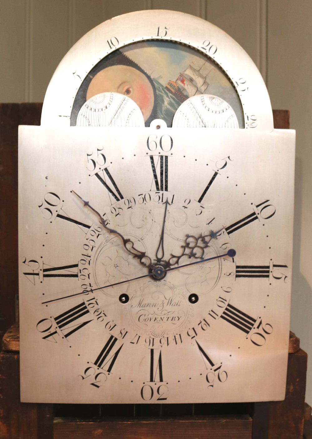 Mahogany and Inlay Centre Seconds Longcase Clock (England, c. 1790 to c. 1800) View IX