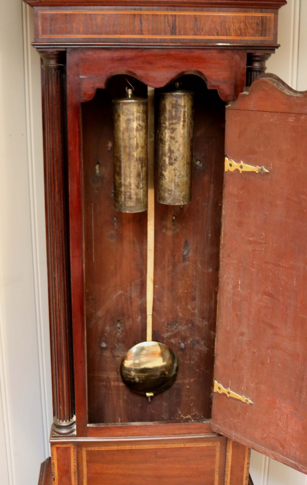 Mahogany and Inlay Centre Seconds Longcase Clock (England, c. 1790 to c. 1800) View XV