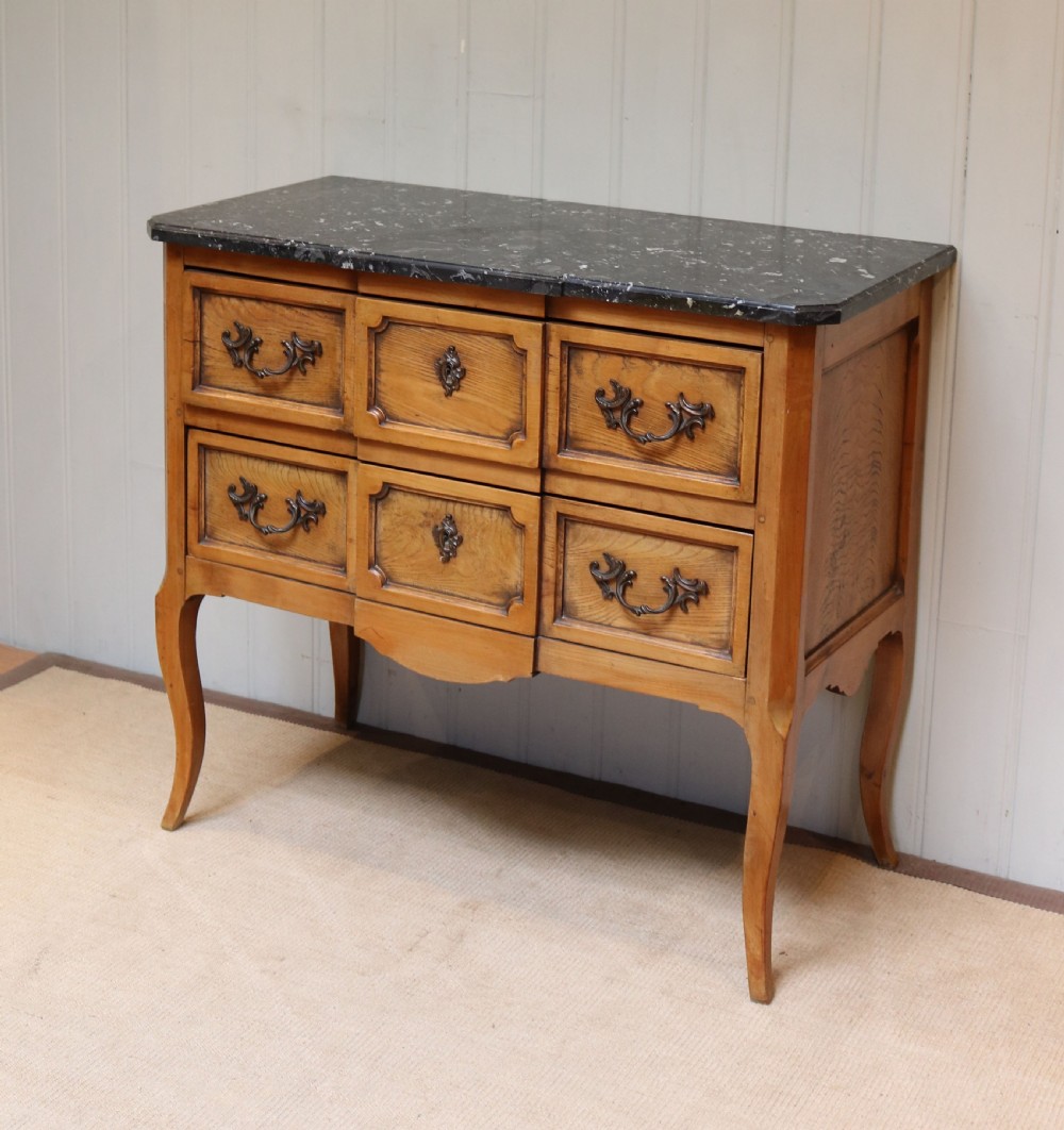 French Chestnut Marble Top Chest Of Drawer 