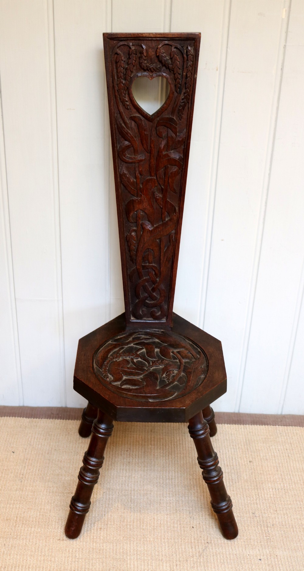 Carved Oak Spinning Chair