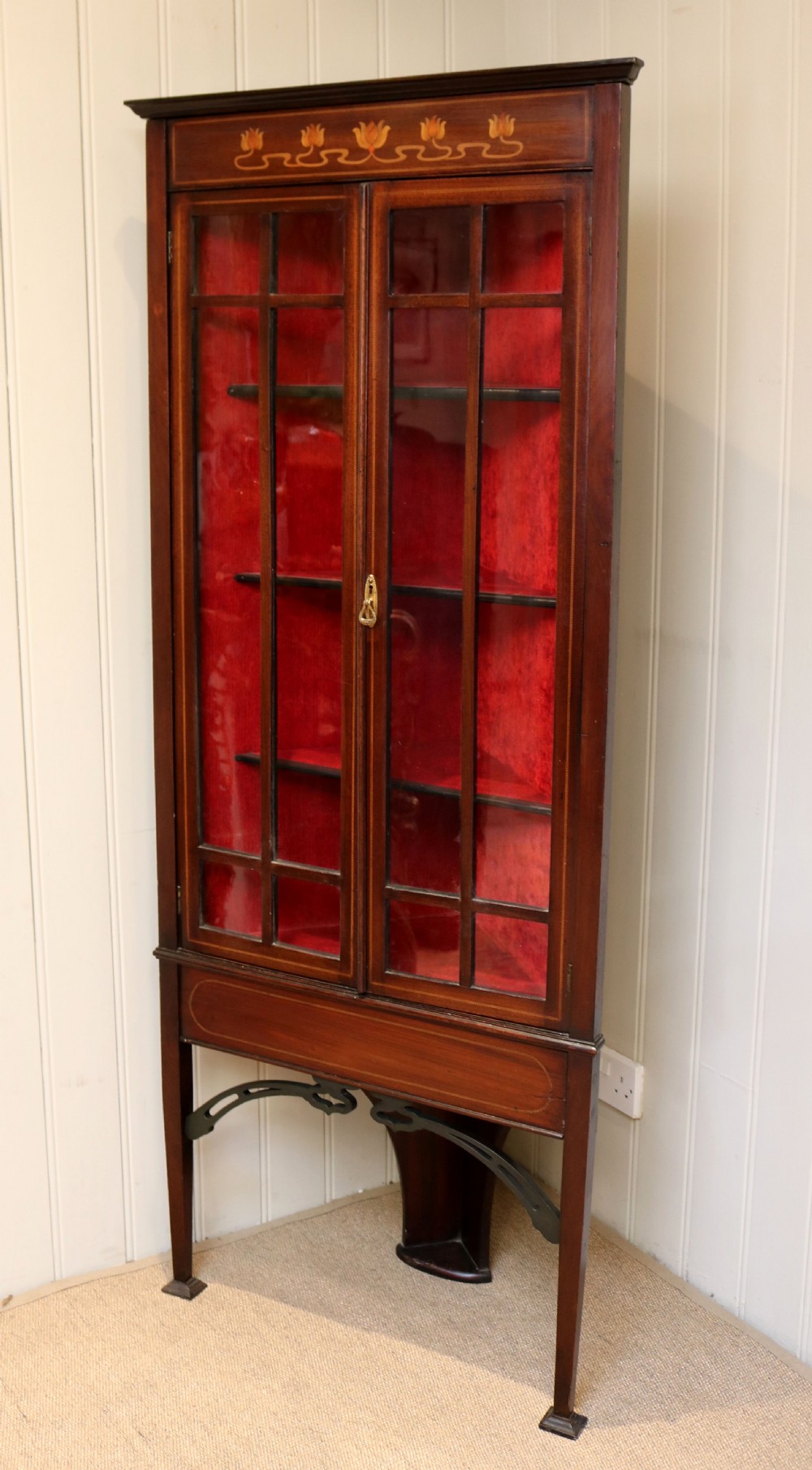 Art Nouveau Inlaid Mahogany Corner Cabinet  View III