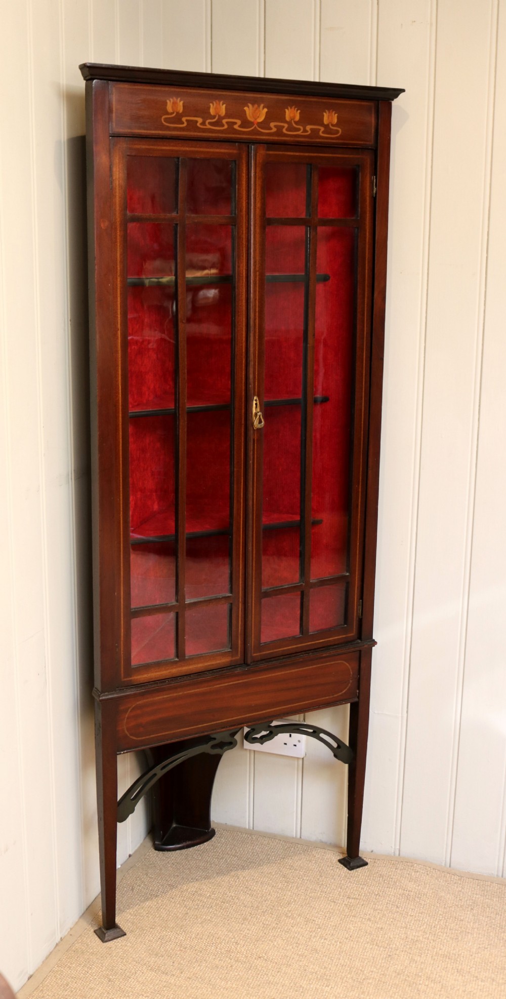 Art Nouveau Inlaid Mahogany Corner Cabinet  View VIII