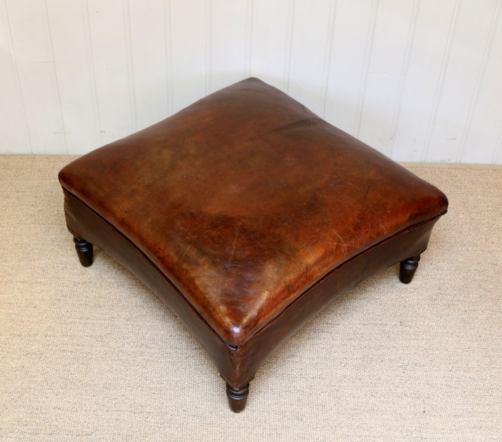 French Leather Foot Stool 
