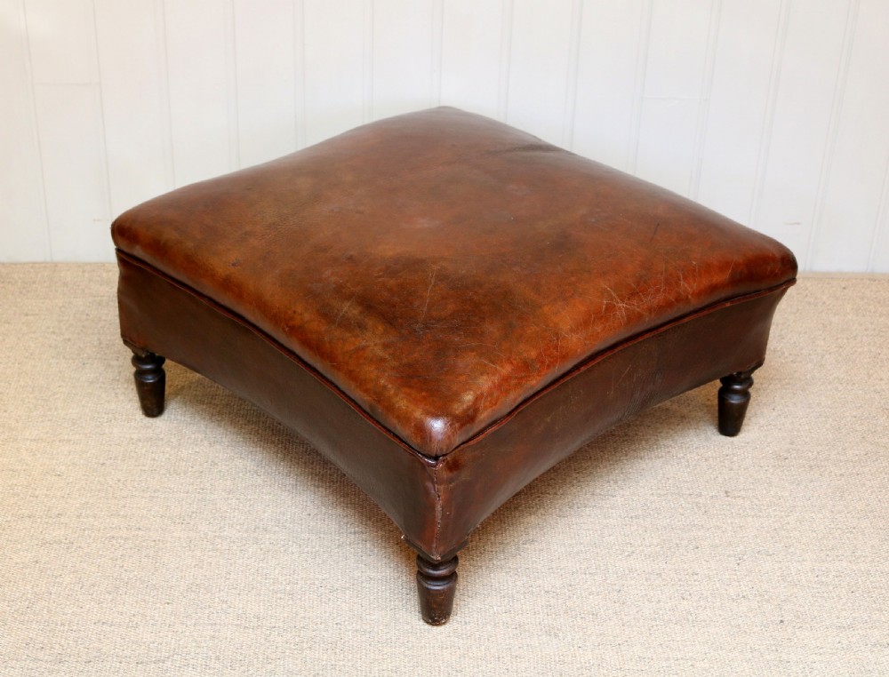 French Leather Foot Stool  View III