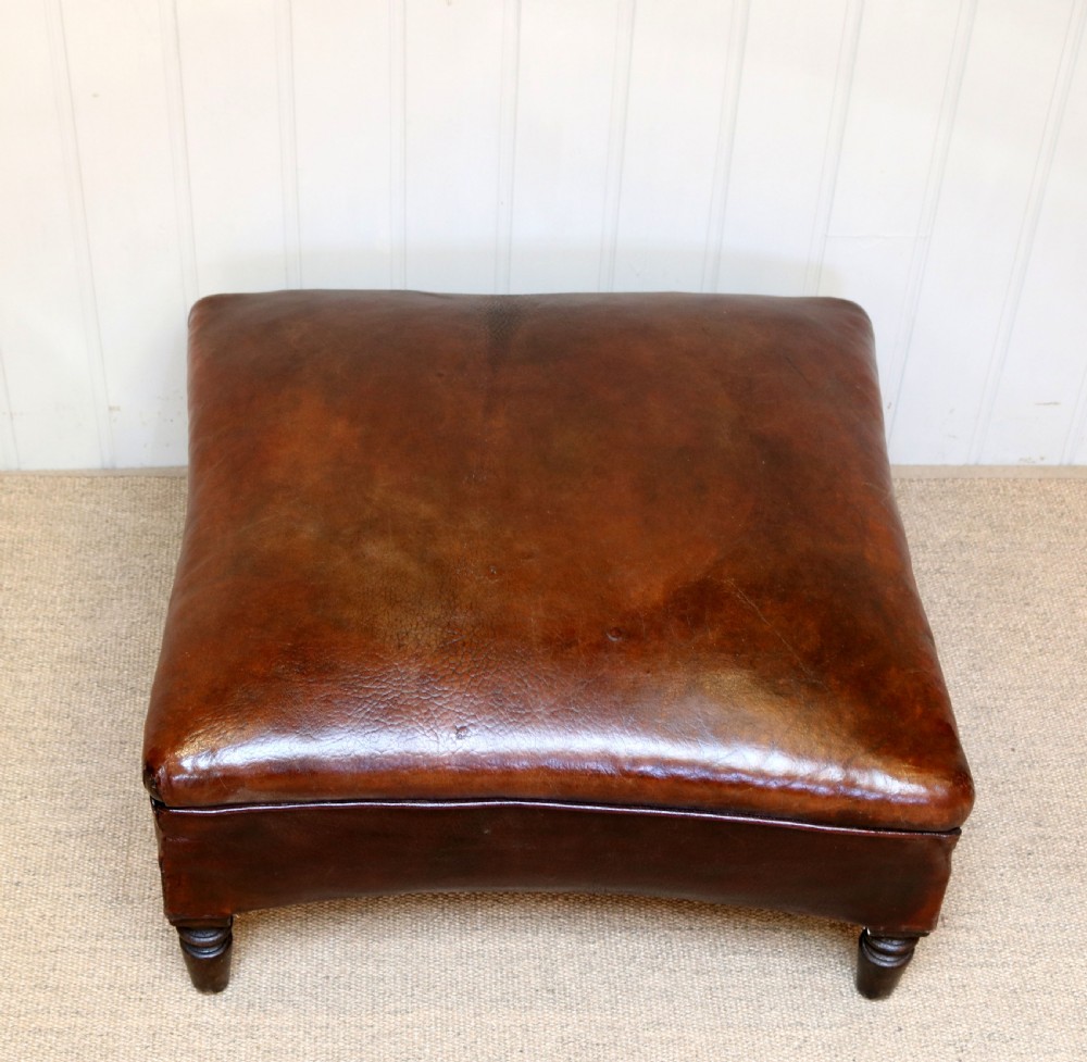 French Leather Foot Stool  View IV