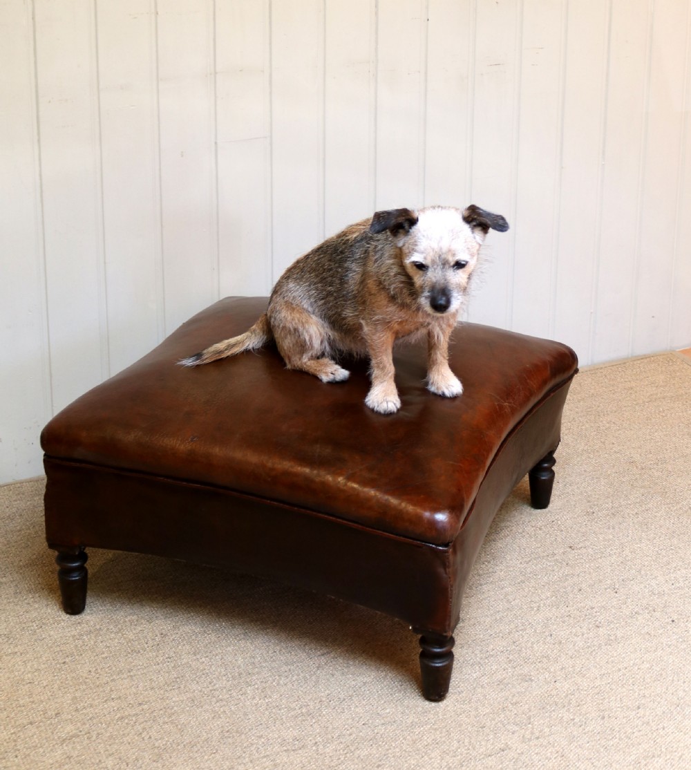French Leather Foot Stool  View V