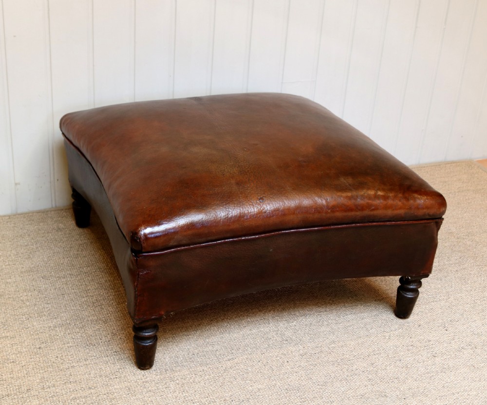 French Leather Foot Stool  View VI