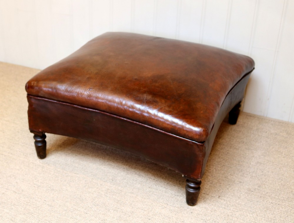 French Leather Foot Stool  View VII