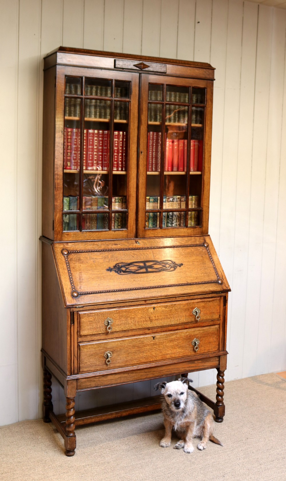 Oak Bureau Bookcase View III