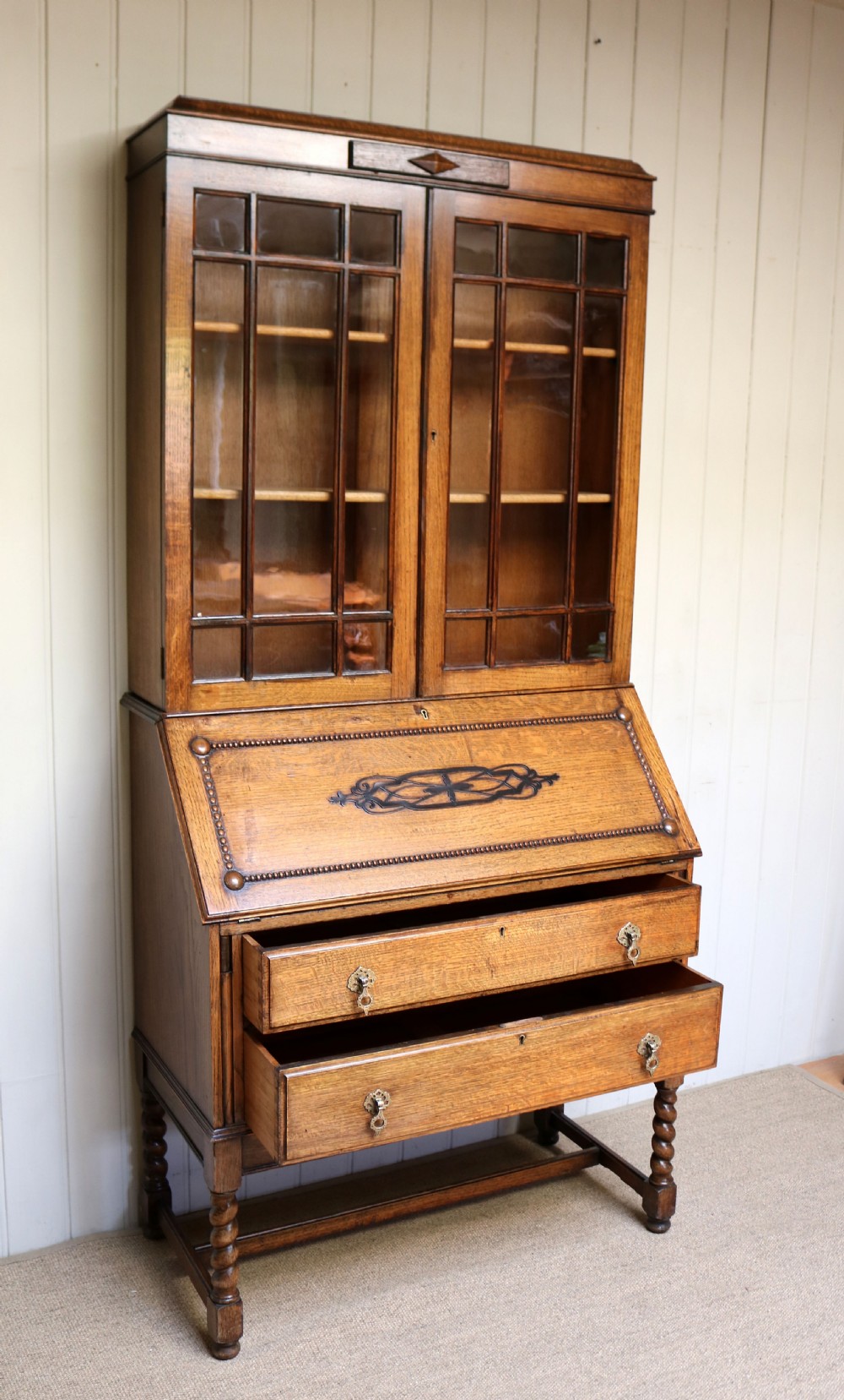 Oak Bureau Bookcase View VI