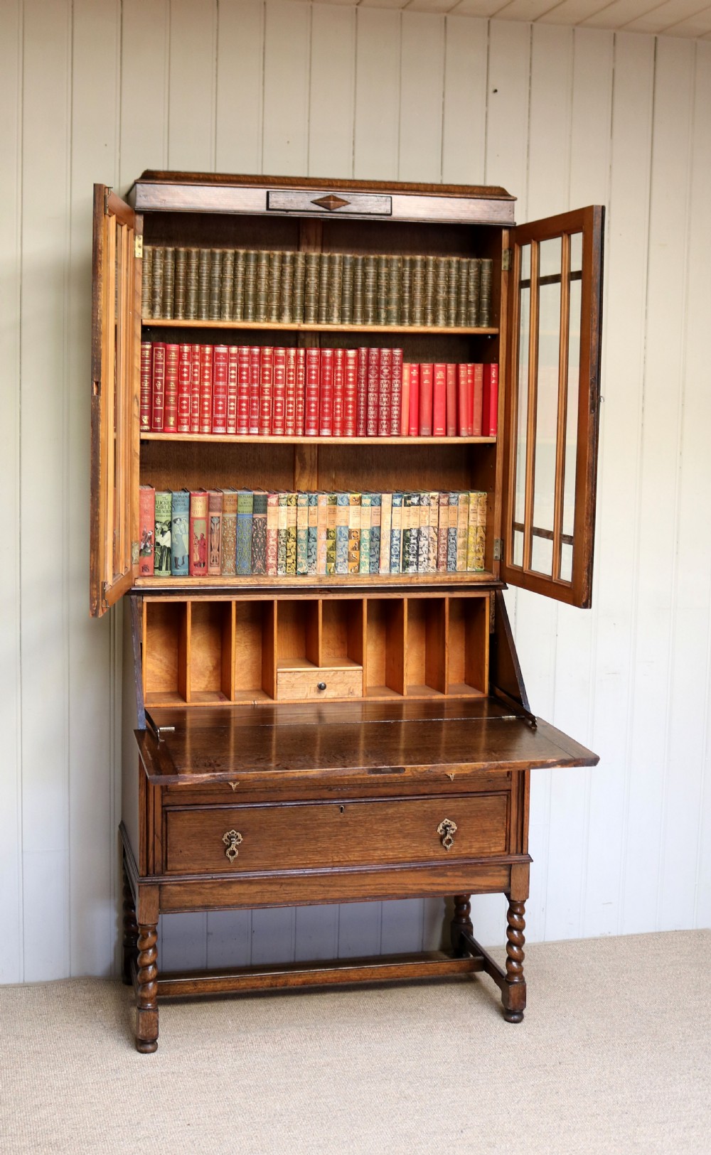Oak Bureau Bookcase View VII