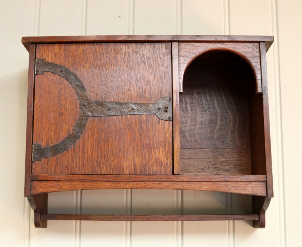 Attractive Oak Arts And Crafts Wall Cabinet  View V