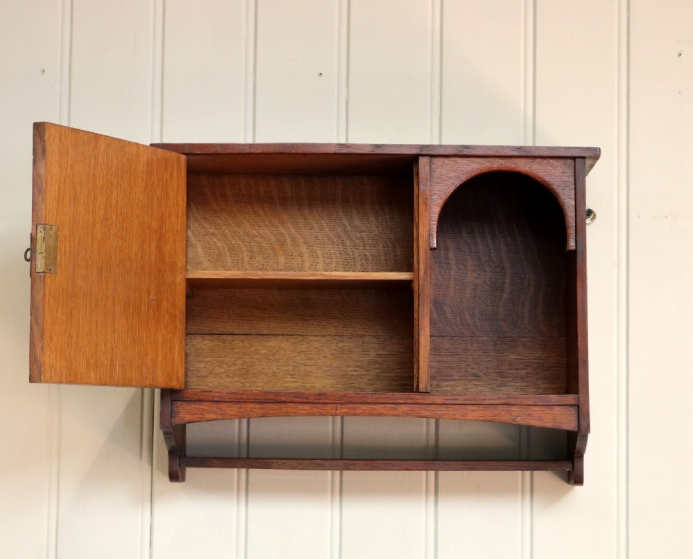 Attractive Oak Arts And Crafts Wall Cabinet  View VII