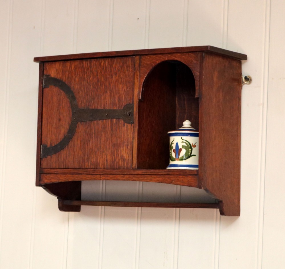 Attractive Oak Arts And Crafts Wall Cabinet  View VIII