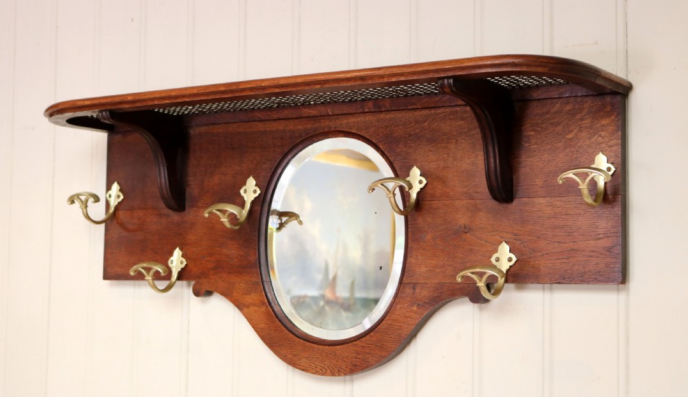 French Oak Mirrored Hall Shelf View III