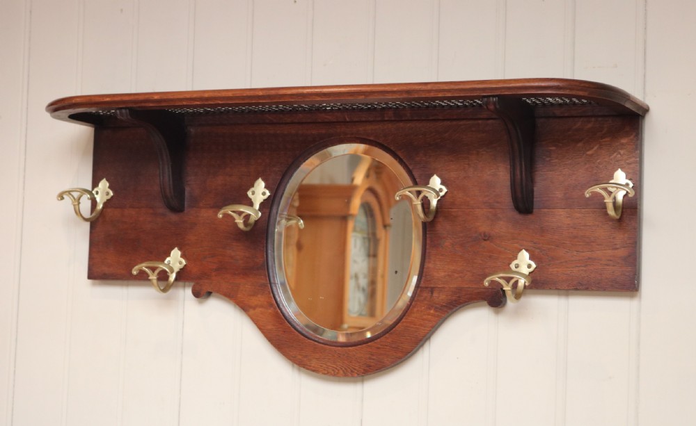 French Oak Mirrored Hall Shelf View IV