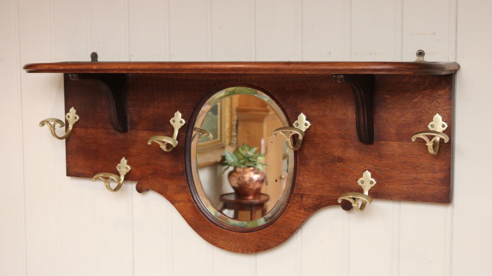 French Oak Mirrored Hall Shelf View V