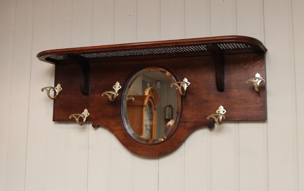 French Oak Mirrored Hall Shelf View VI