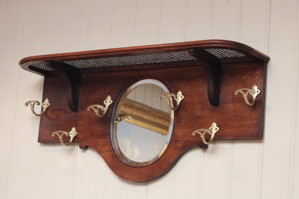 French Oak Mirrored Hall Shelf View VIII