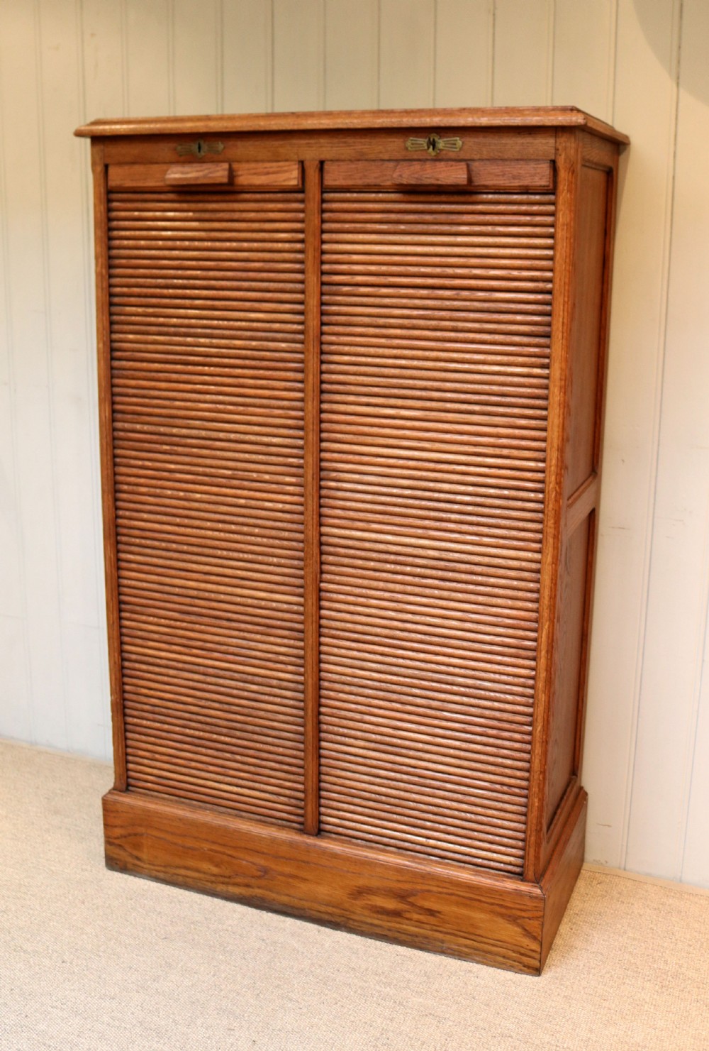 French Oak DoubleTambour Front Filing Cabinet View II