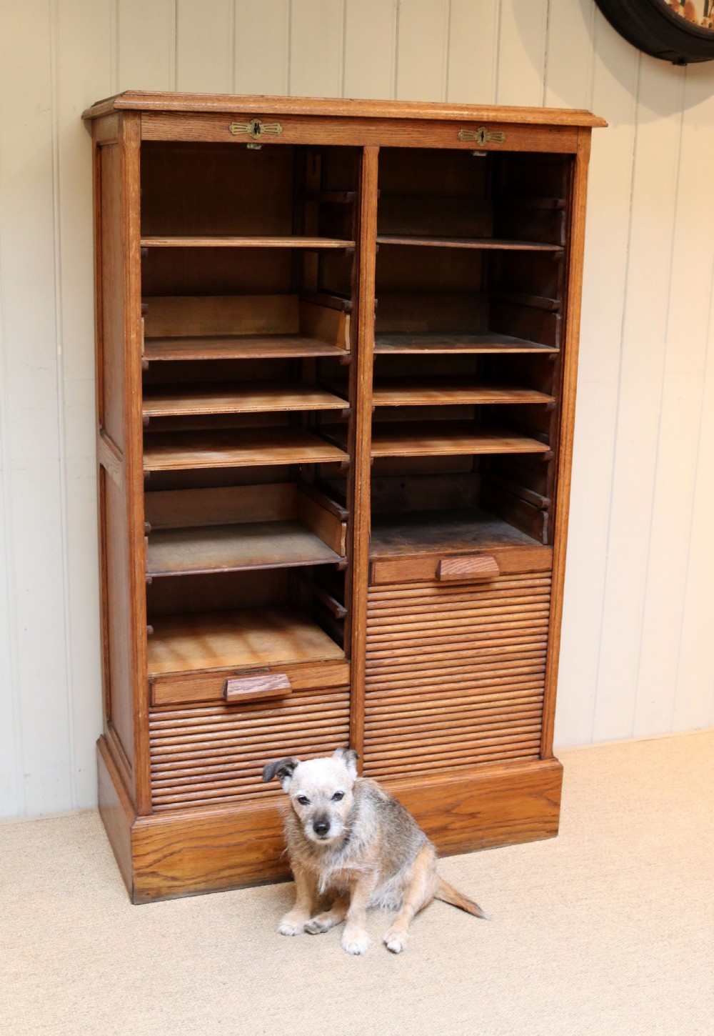 French Oak DoubleTambour Front Filing Cabinet View IV
