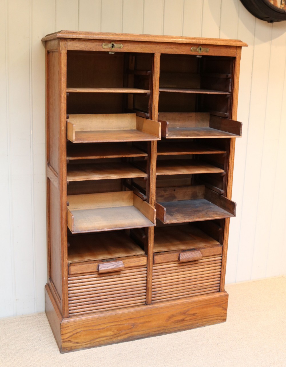 French Oak DoubleTambour Front Filing Cabinet View V