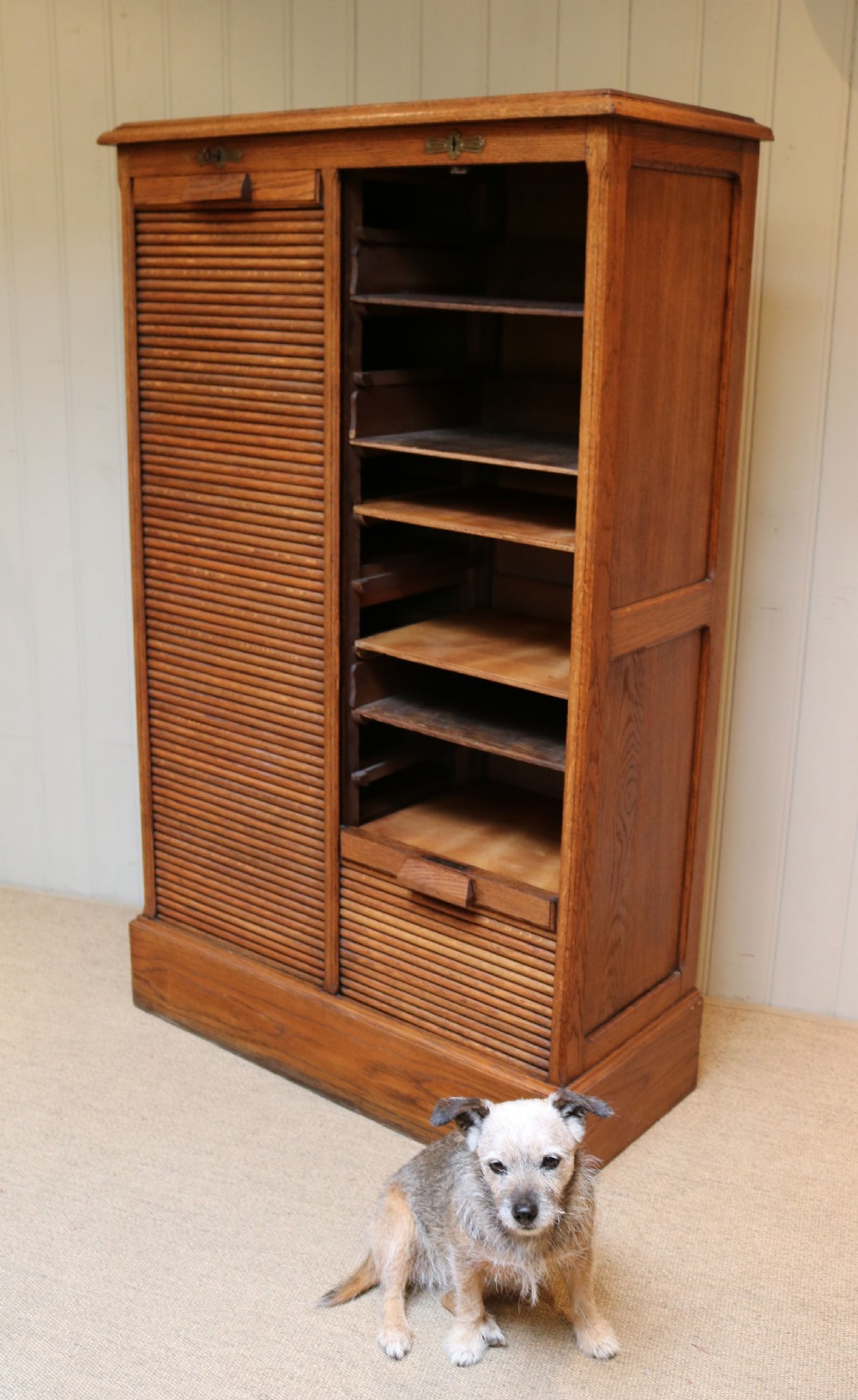 French Oak DoubleTambour Front Filing Cabinet View VI