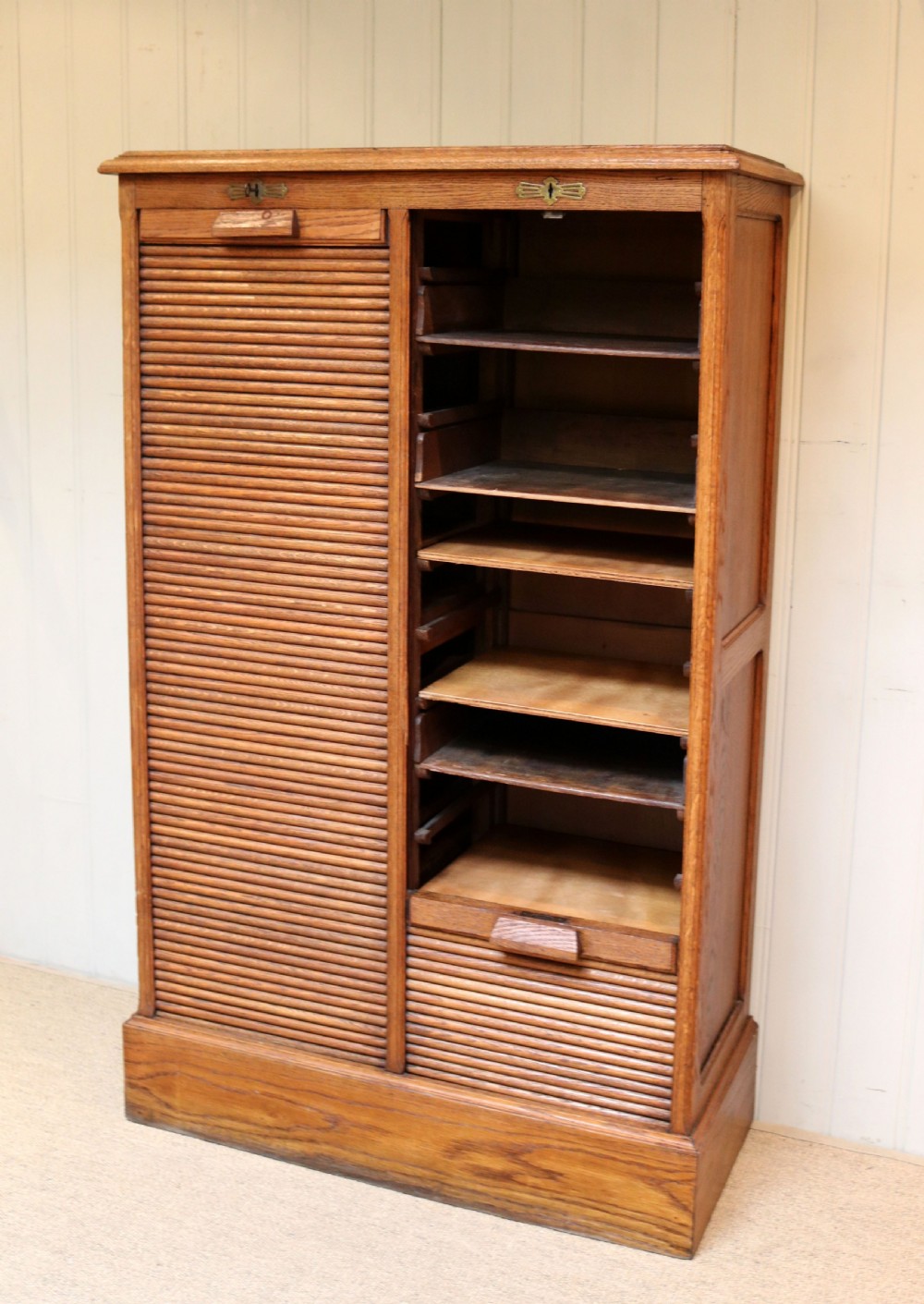 French Oak DoubleTambour Front Filing Cabinet View VII