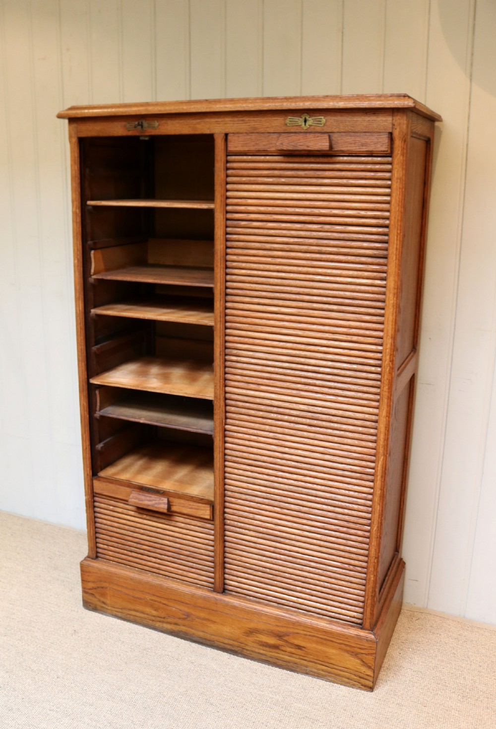 French Oak DoubleTambour Front Filing Cabinet View VIII
