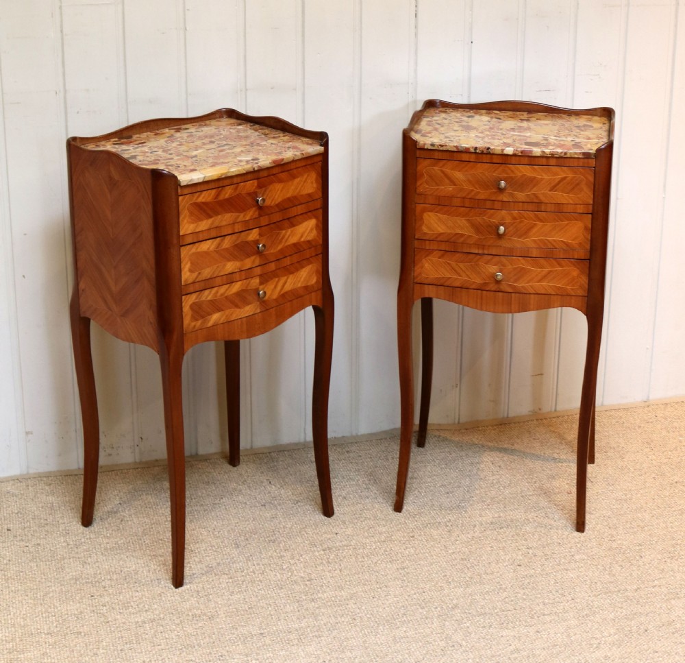 Pair of French Tulipwood Bedside Cabinets  View II