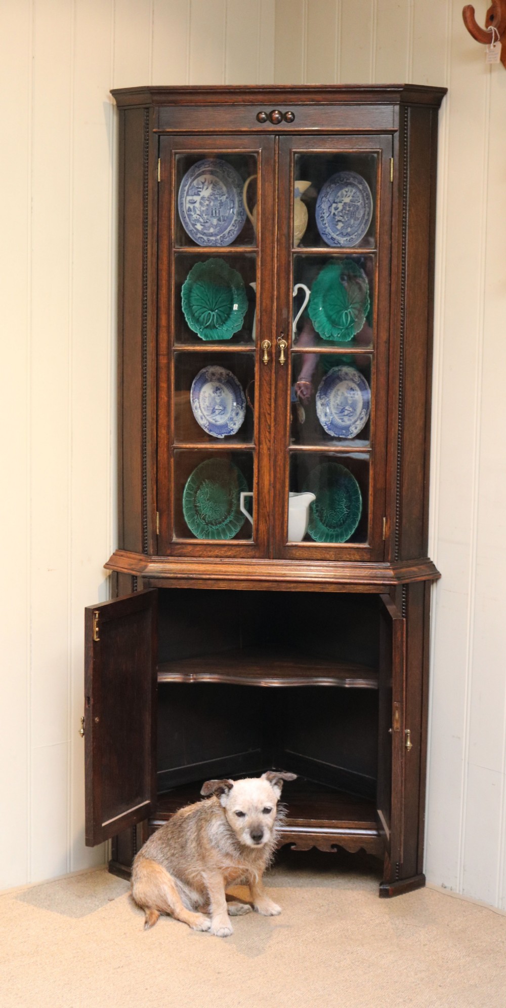 1920s Oak Corner Display Cabinet View III