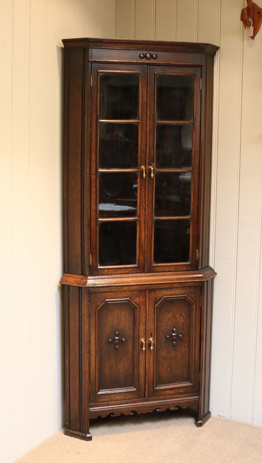 1920s Oak Corner Display Cabinet View IV