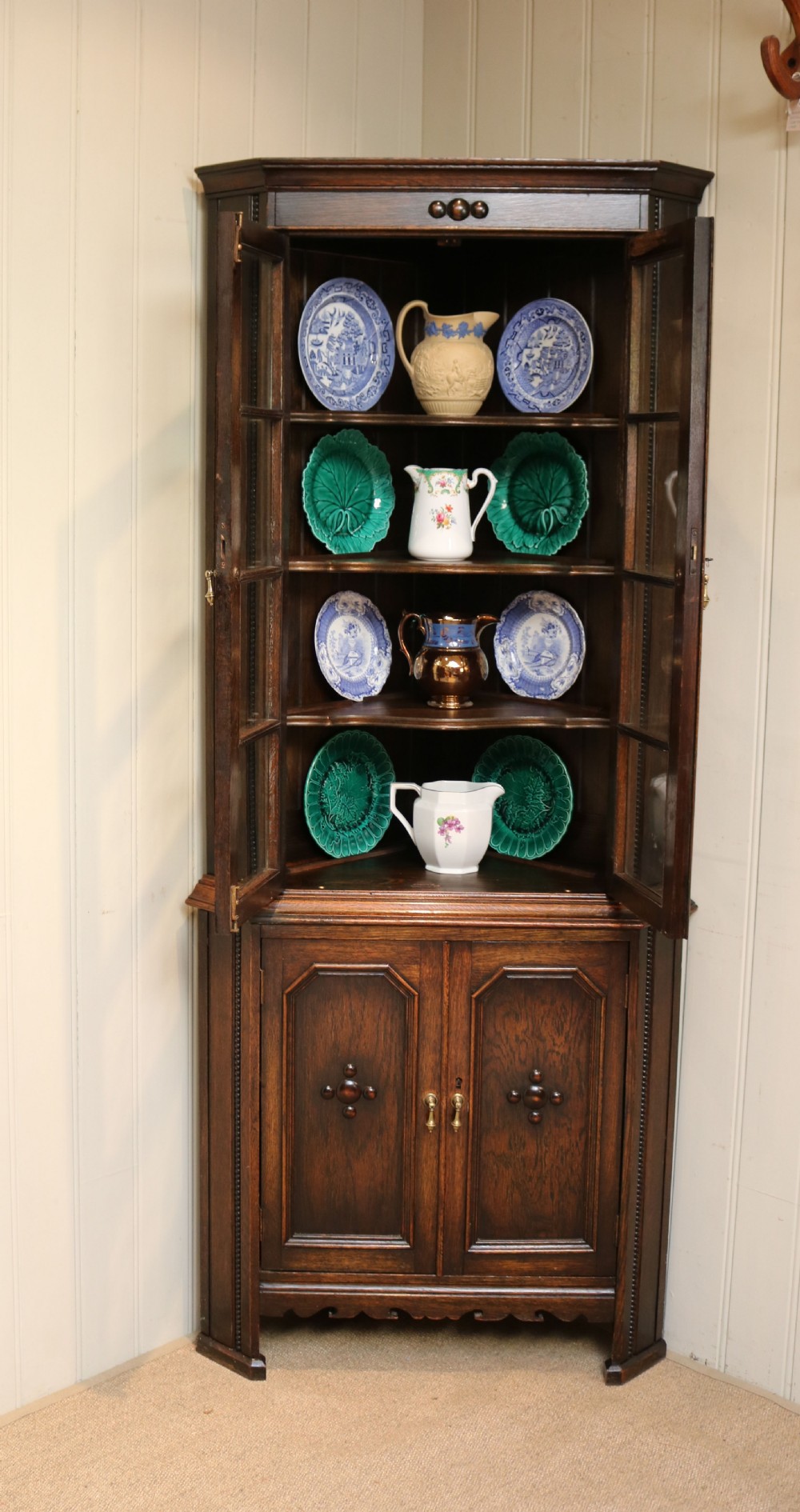 1920s Oak Corner Display Cabinet View VII