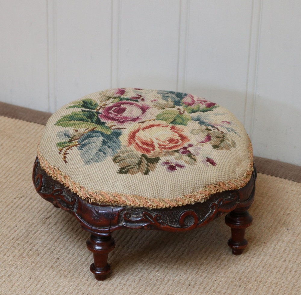 Victorian Walnut Upholstered Foot Stool View VIII