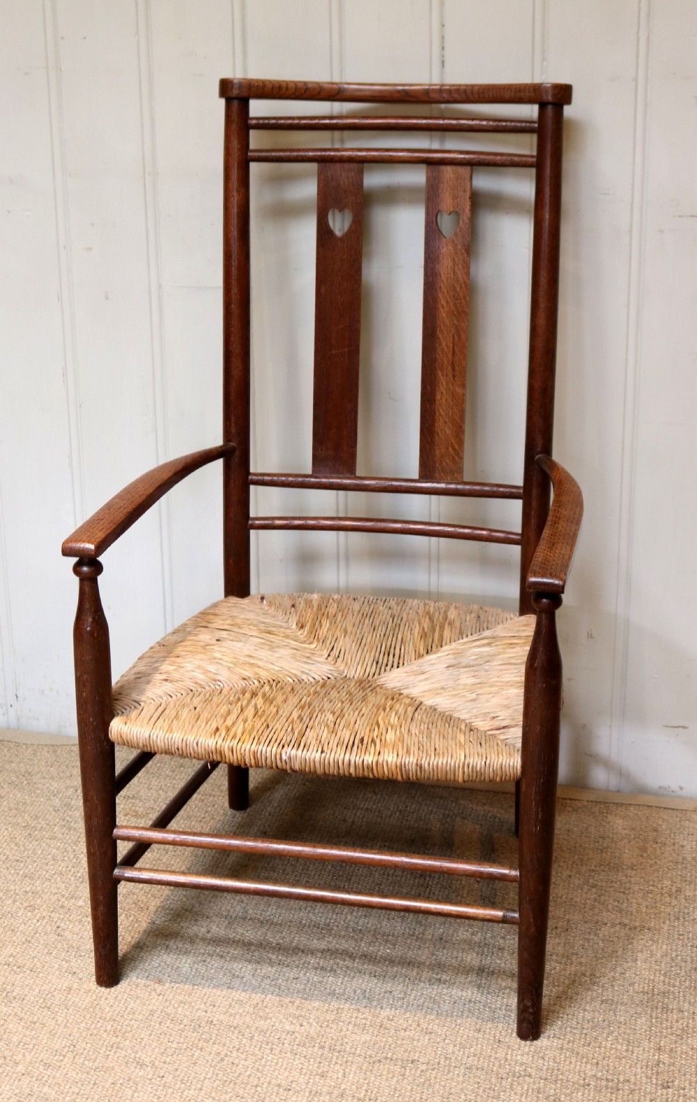 Arts And Crafts Oak Rush Seat Chair View II