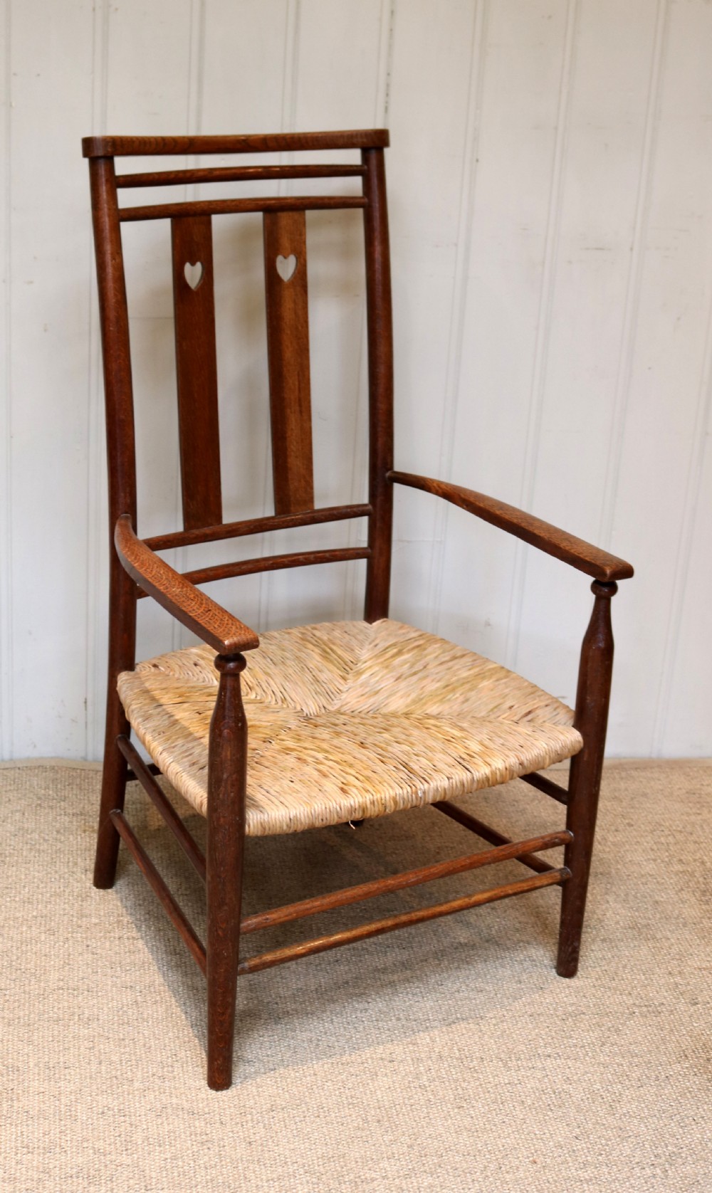 Arts And Crafts Oak Rush Seat Chair View IV