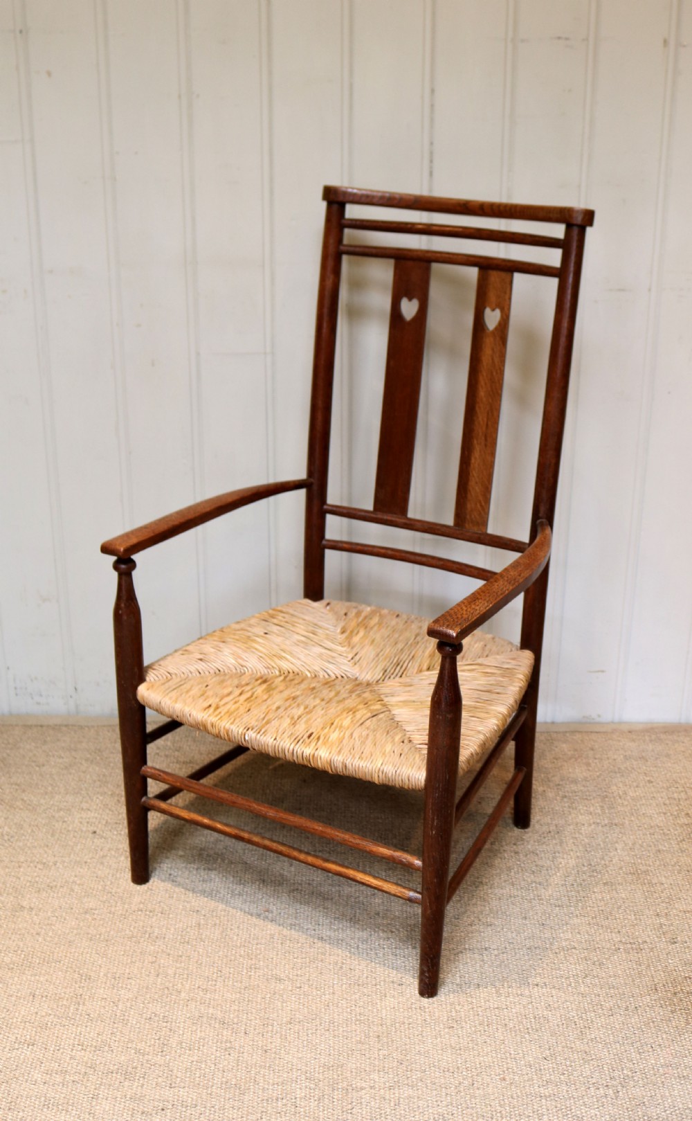 Arts And Crafts Oak Rush Seat Chair View VI