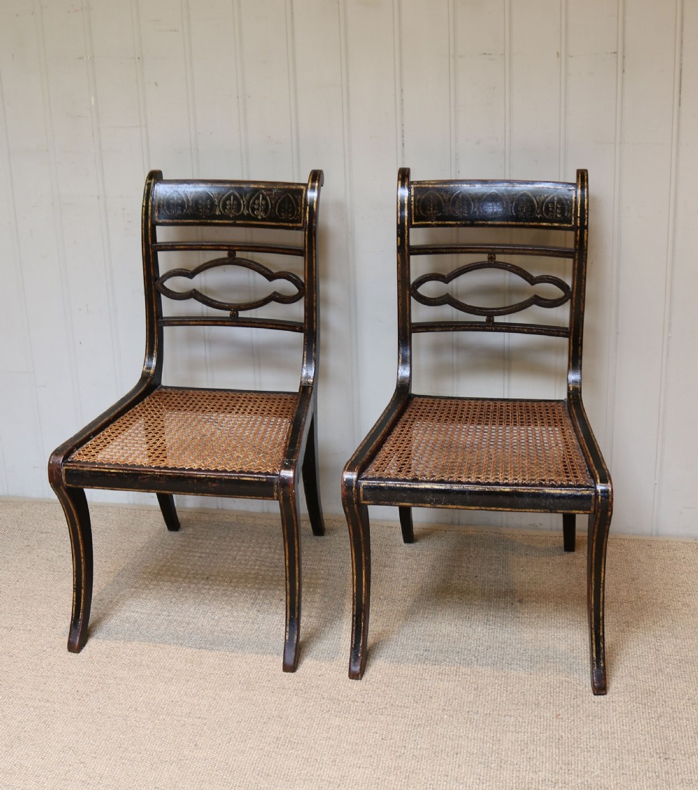 Pair Of Painted Regency Cane Seat Chairs View II