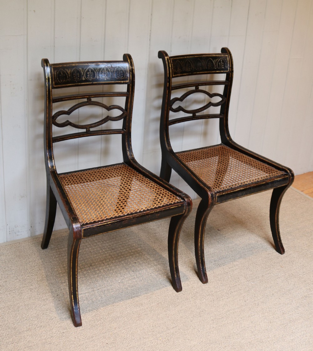 Pair Of Painted Regency Cane Seat Chairs View III