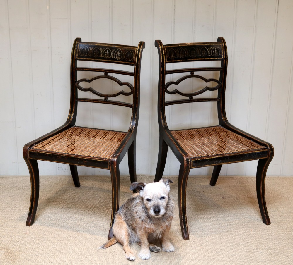 Pair Of Painted Regency Cane Seat Chairs View V